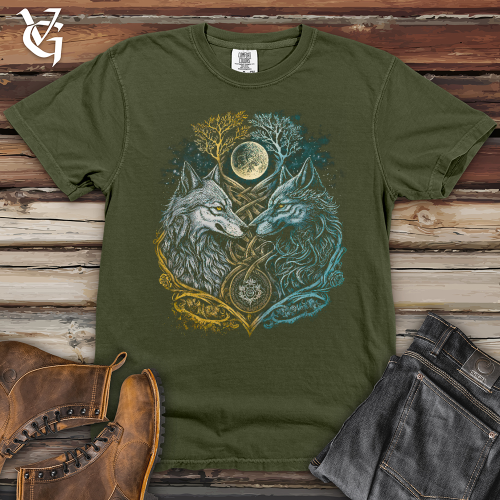 Viking Goods Two Wolf Heavy Cotton Comfort Colors Tee Moss / L