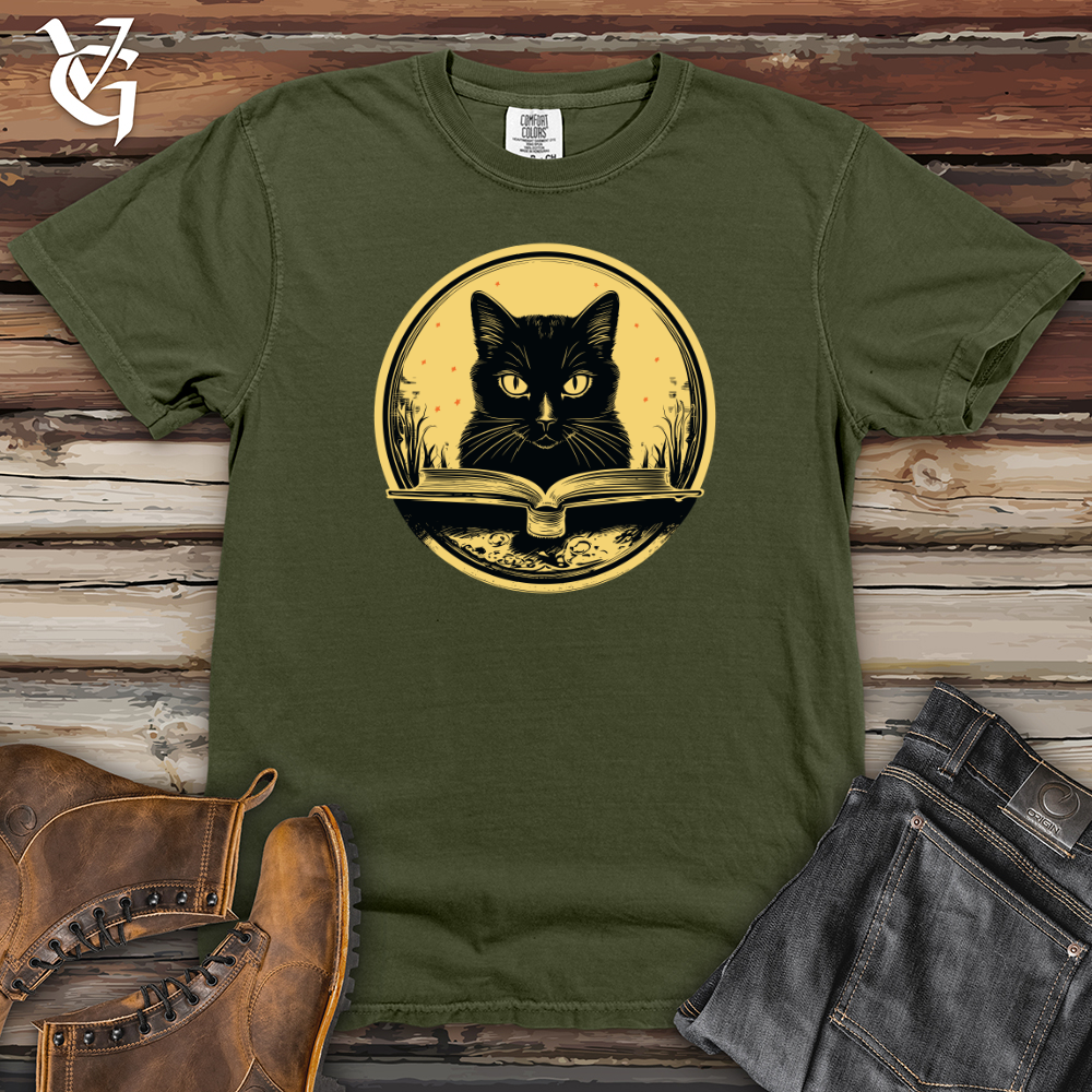 Viking Goods Vintage Bookworm Black Cat Heavy Cotton Comfort Colors Tee Moss / L