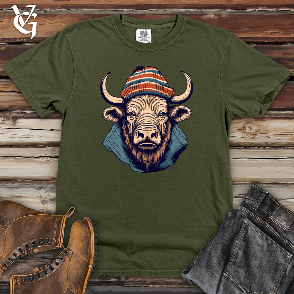 Viking Goods Vintage Buffalo Wearing Beanie Heavy Cotton Comfort Colors Tee Moss / L