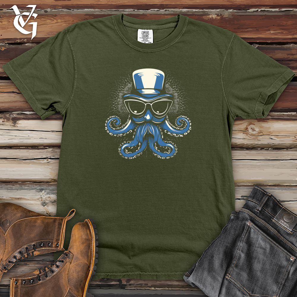 Viking Goods Vintage Cosmic Top Hat Octopus 03 Heavy Cotton Comfort Colors Tee Moss / L