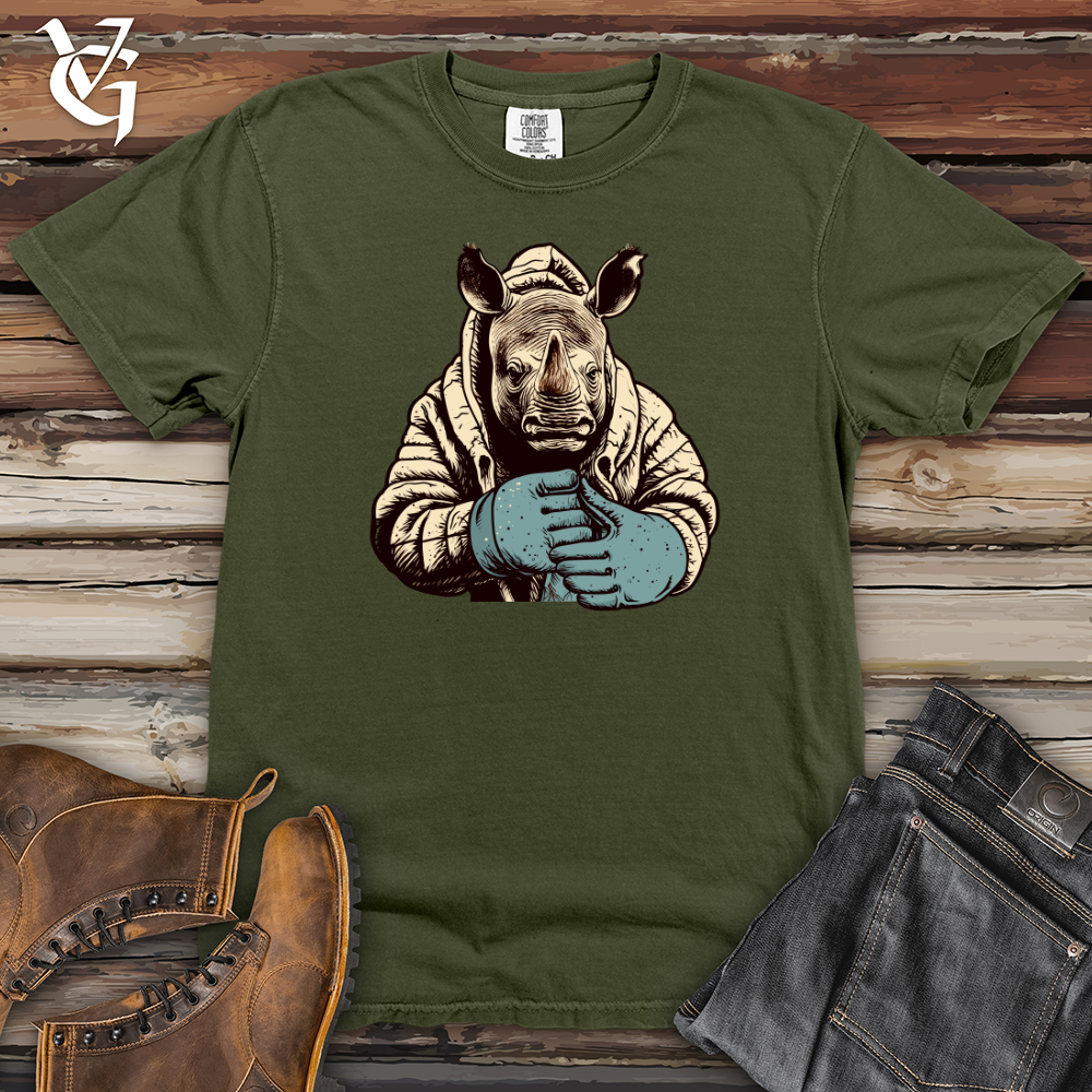 Viking Goods Vintage Mitten Wearing Rhino Heavy Cotton Comfort Colors Tee Moss / L