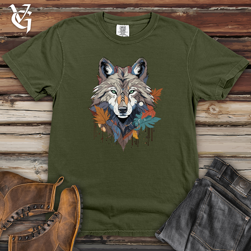 Viking Goods Wolf Autumn Spirit Heavy Cotton Comfort Colors Tee Moss / L