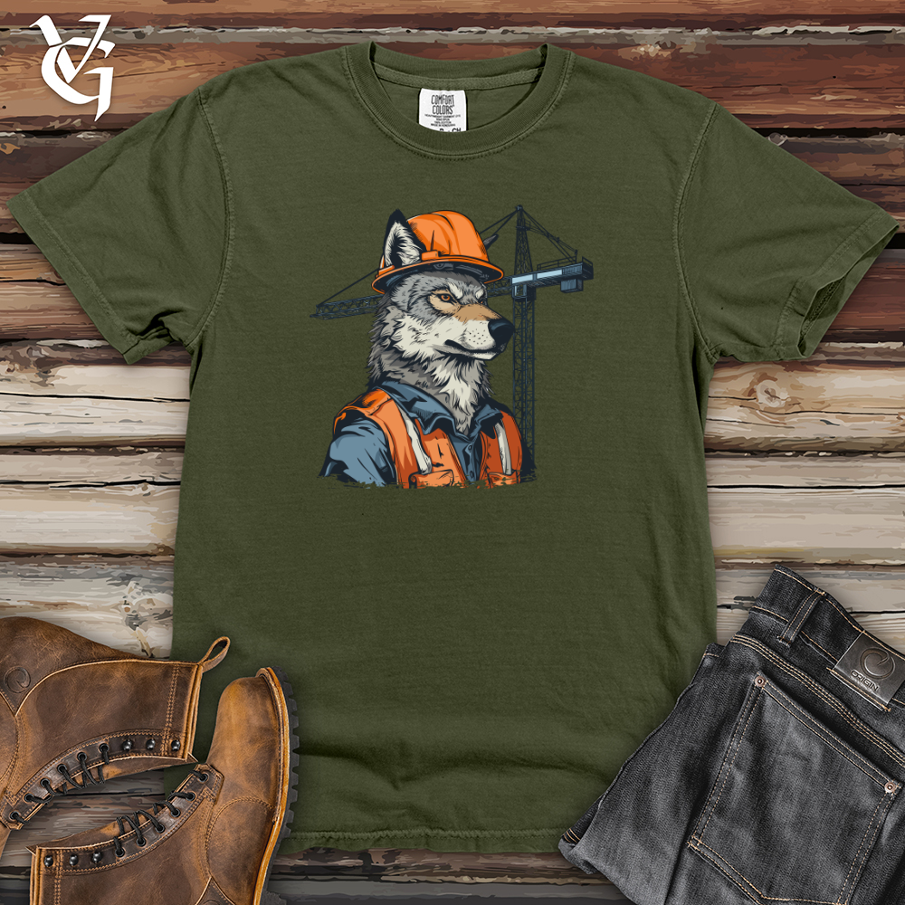 Viking Goods Wolf Construction Chief Heavy Cotton Comfort Colors Tee Moss / L