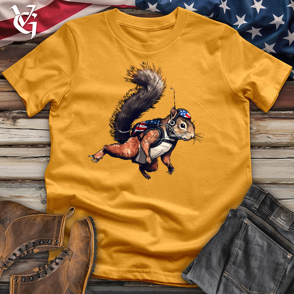 Viking Goods American Skydiving Squirrel Cotton Tee Mustard / L