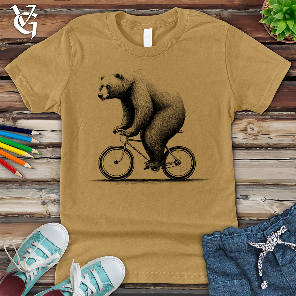 Viking Goods Bear Riding Bike Youth Tee Mustard / L