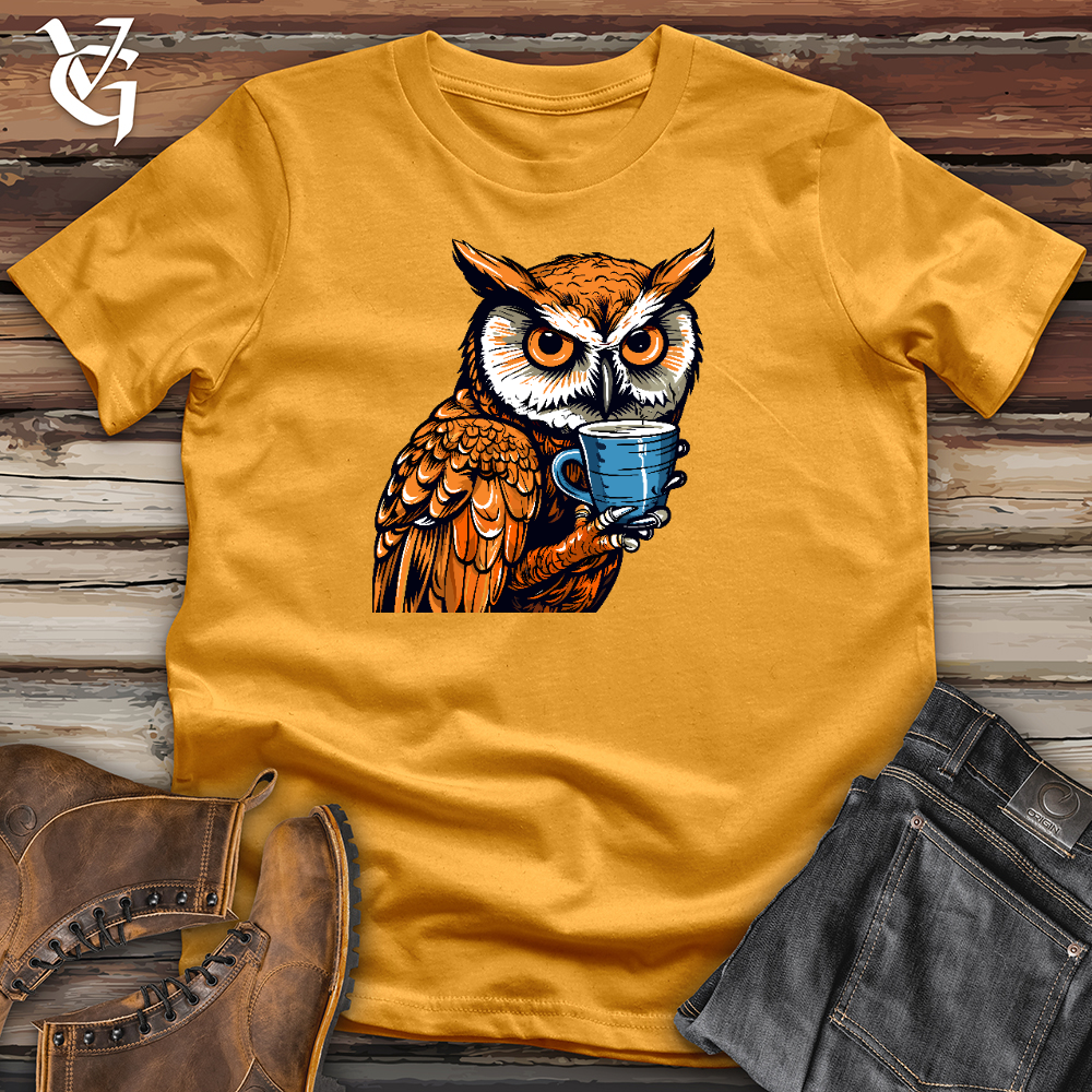 Viking Goods Caffeinated Owl Cotton Tee Mustard / L