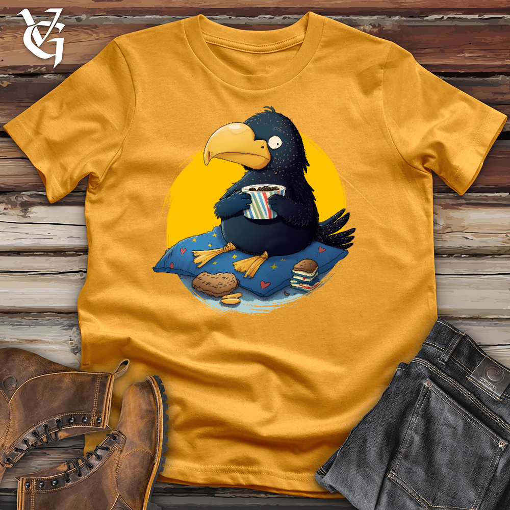 Viking Goods Cookie Eating Black Bird Cotton Tee Mustard / L