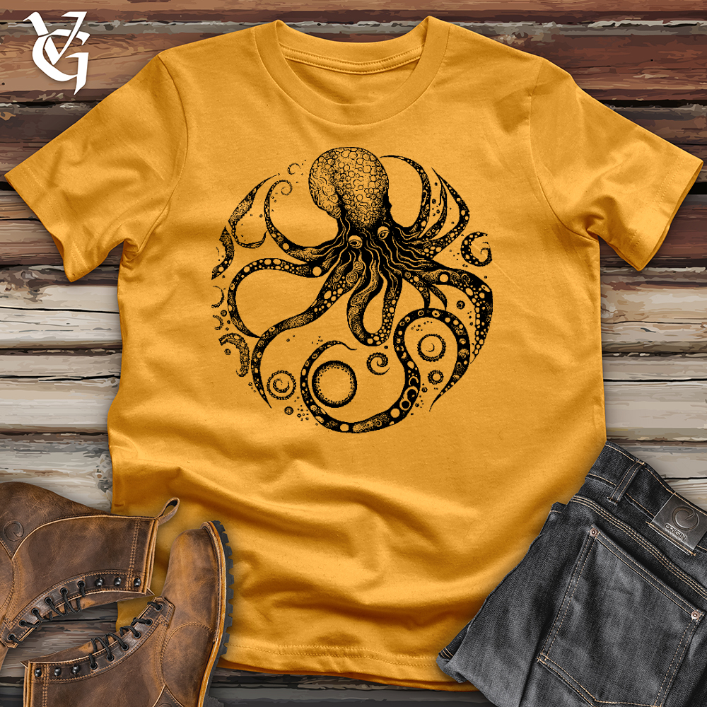 Viking Goods Cycle Of The Octopus Cotton Tee Mustard / L