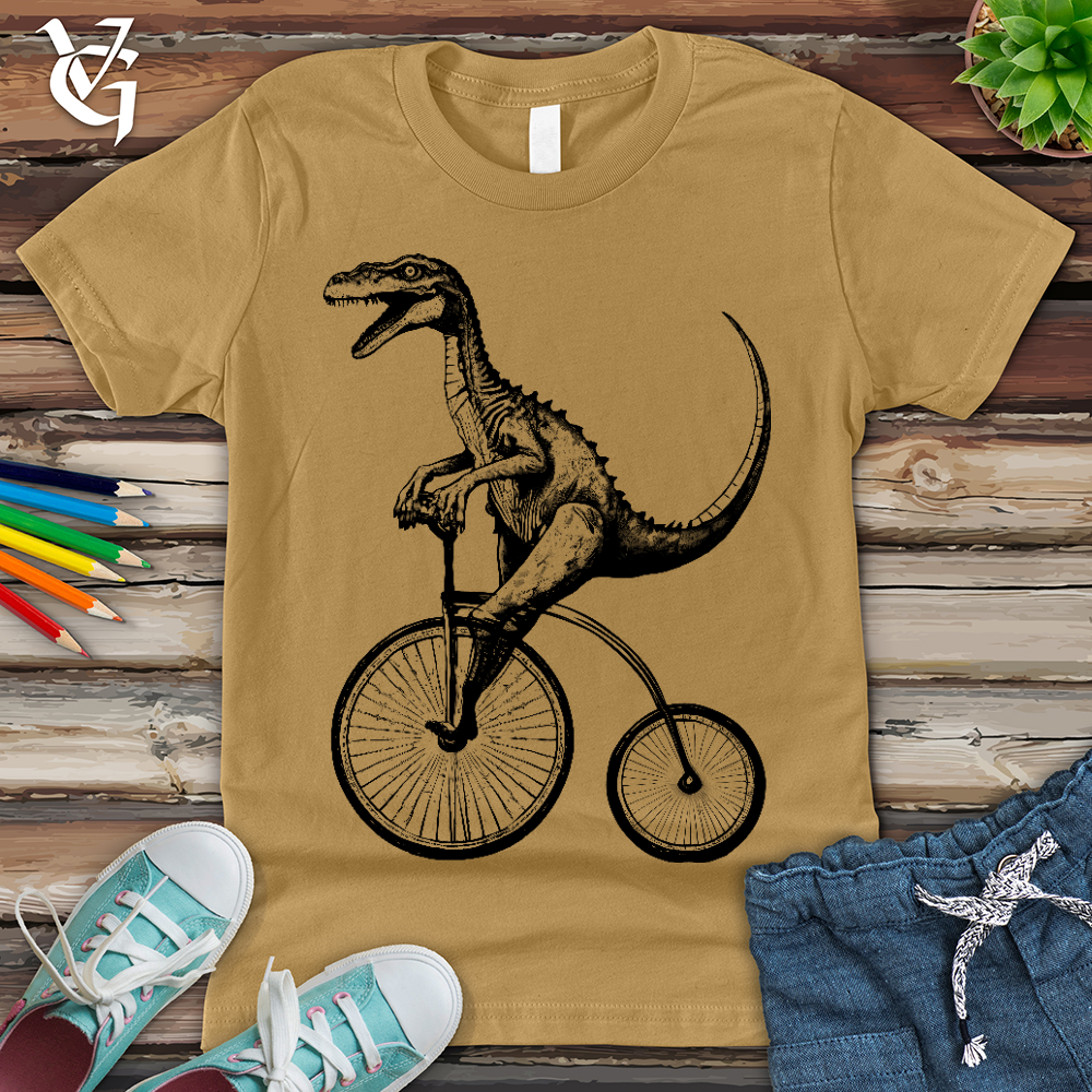 Viking Goods Dinosaur Cyclist Youth Tee Mustard / L