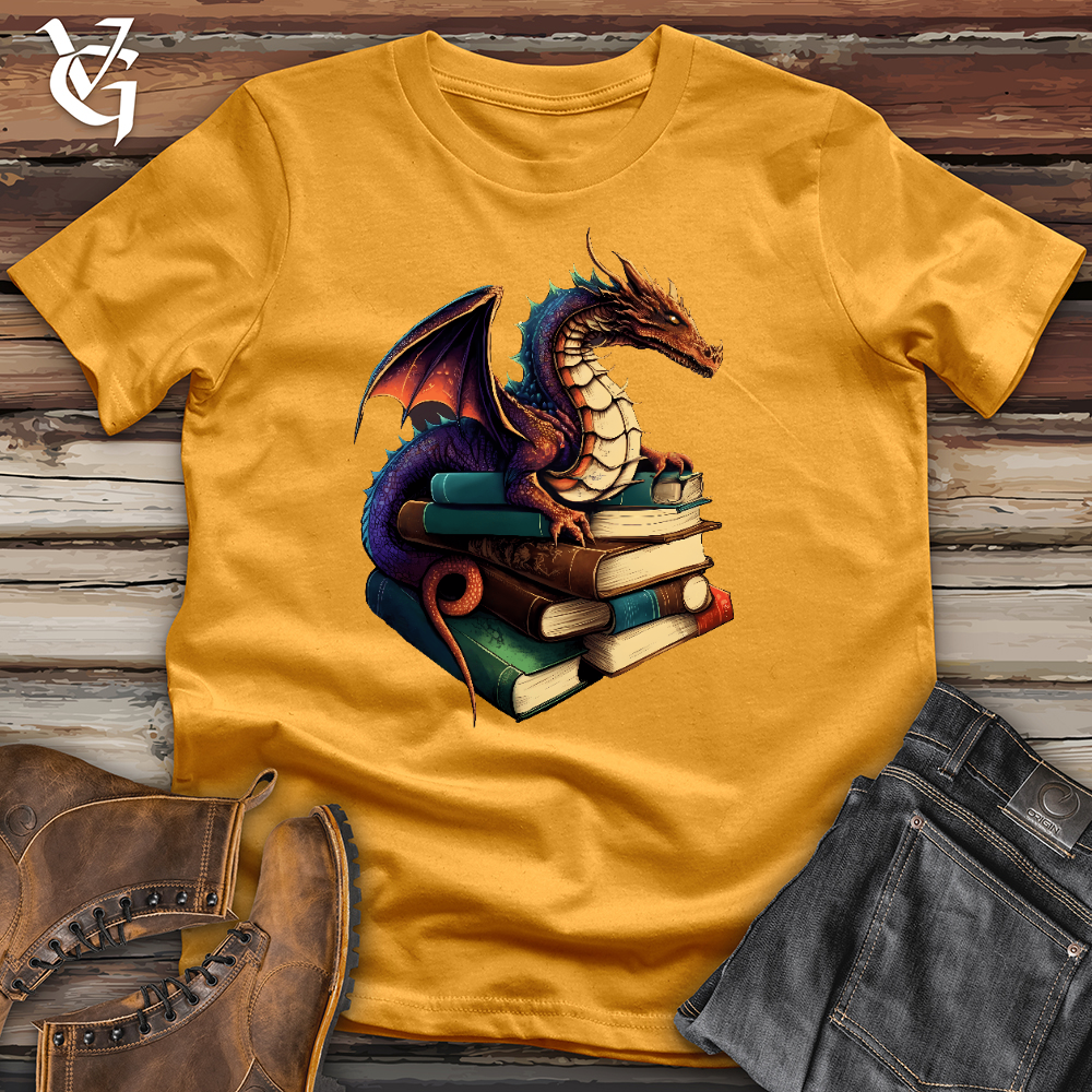 Viking Goods Dragon Book Hoarder Cotton Tee Mustard / L