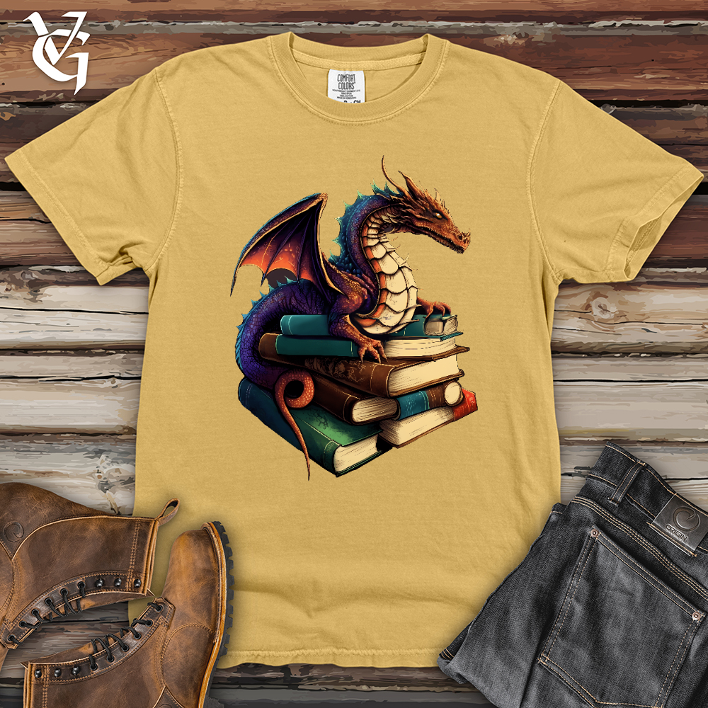 Viking Goods Dragon Book Hoarder Heavy Cotton Comfort Colors Tee Mustard / L