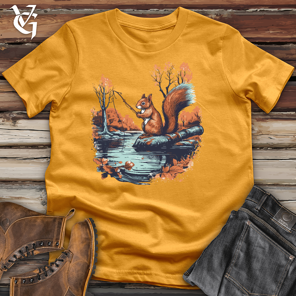 Viking Goods Fishing Squirrel Cotton Tee Mustard / L