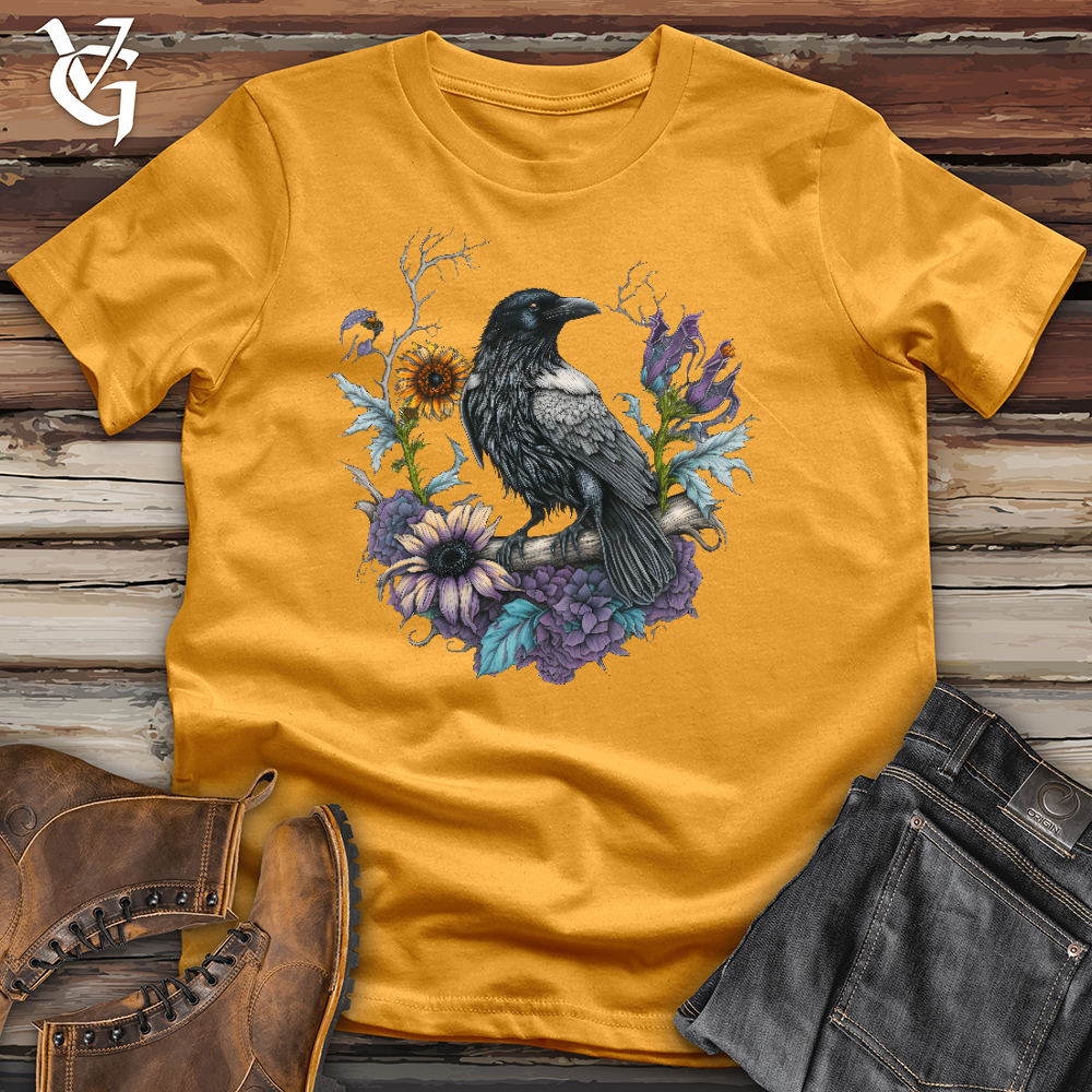Viking Goods Flower Wreath Raven Cotton Tee Mustard / L