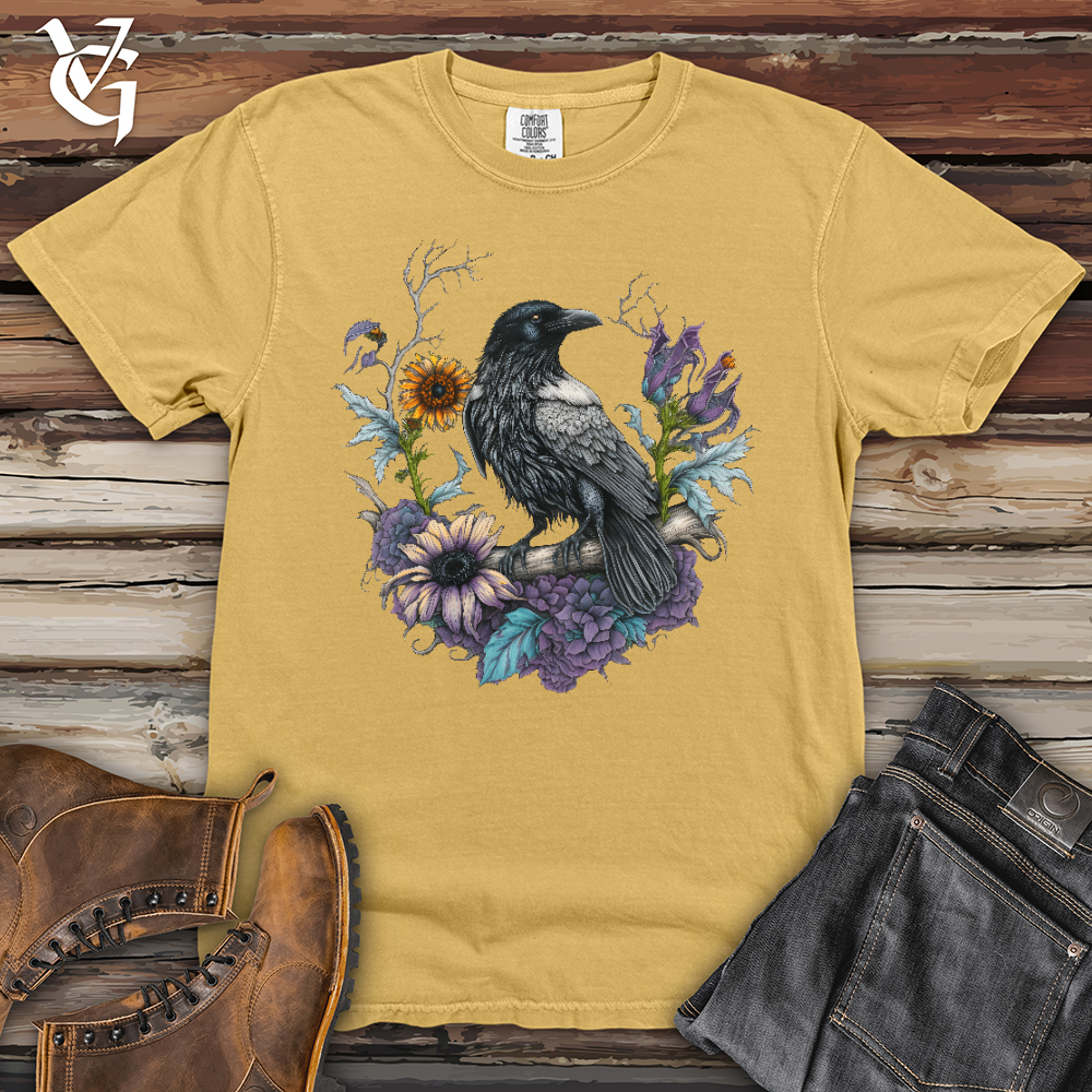 Viking Goods Flower Wreath Raven Heavy Cotton Comfort Colors Tee Mustard / L