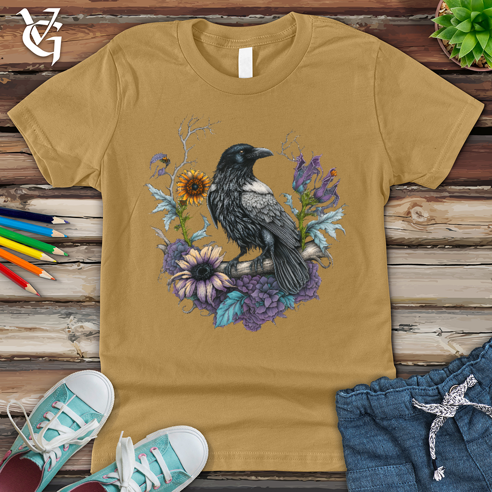 Viking Goods Flower Wreath Raven Youth Tee Mustard / L