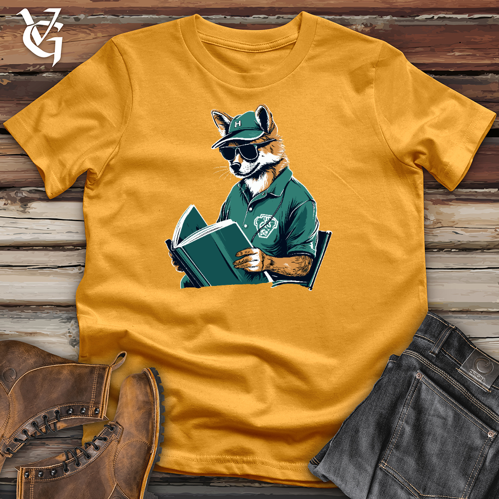 Viking Goods Fox Reading Book Cotton Tee Mustard / L