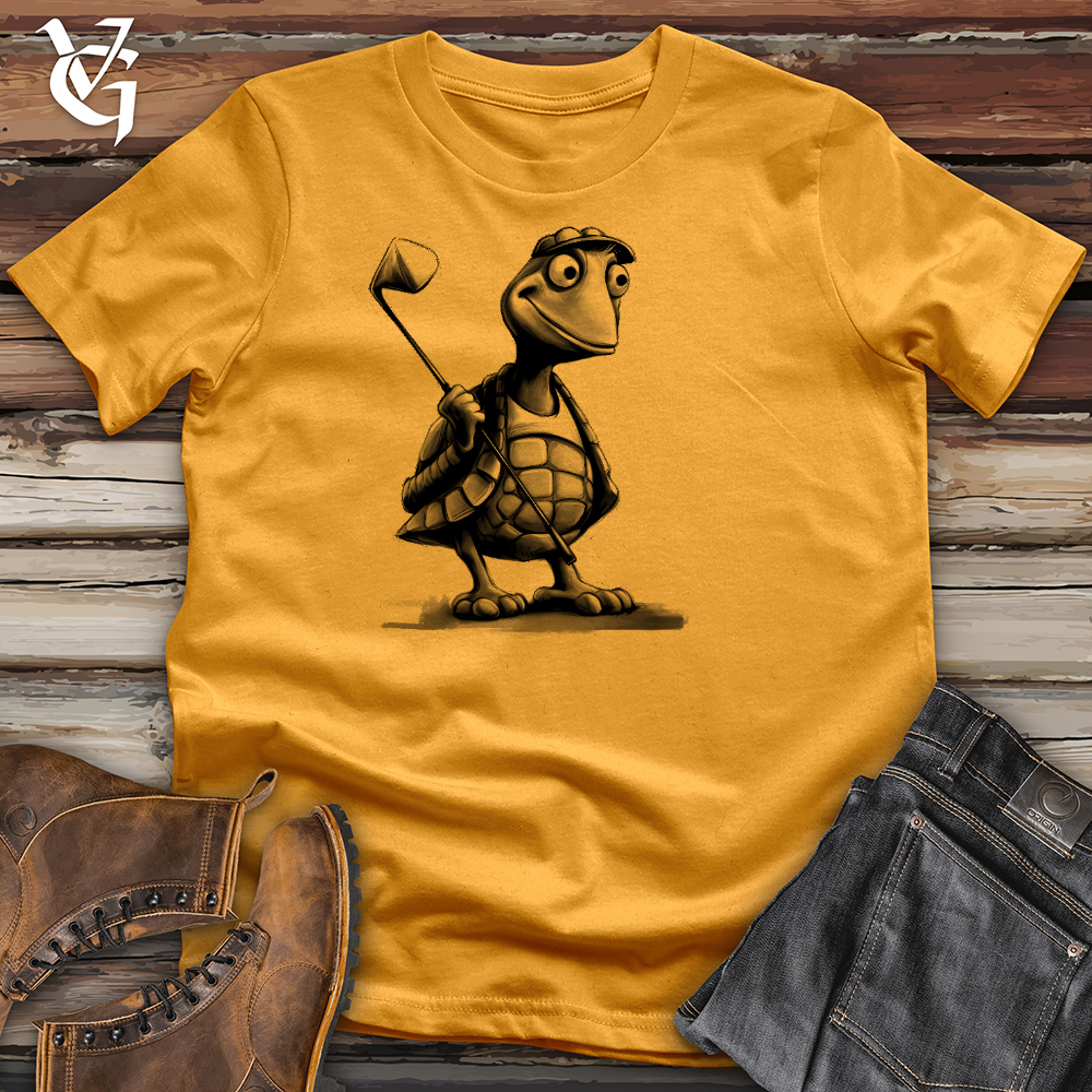 Viking Goods Gone Golfing Turtle Cotton Tee Mustard / L