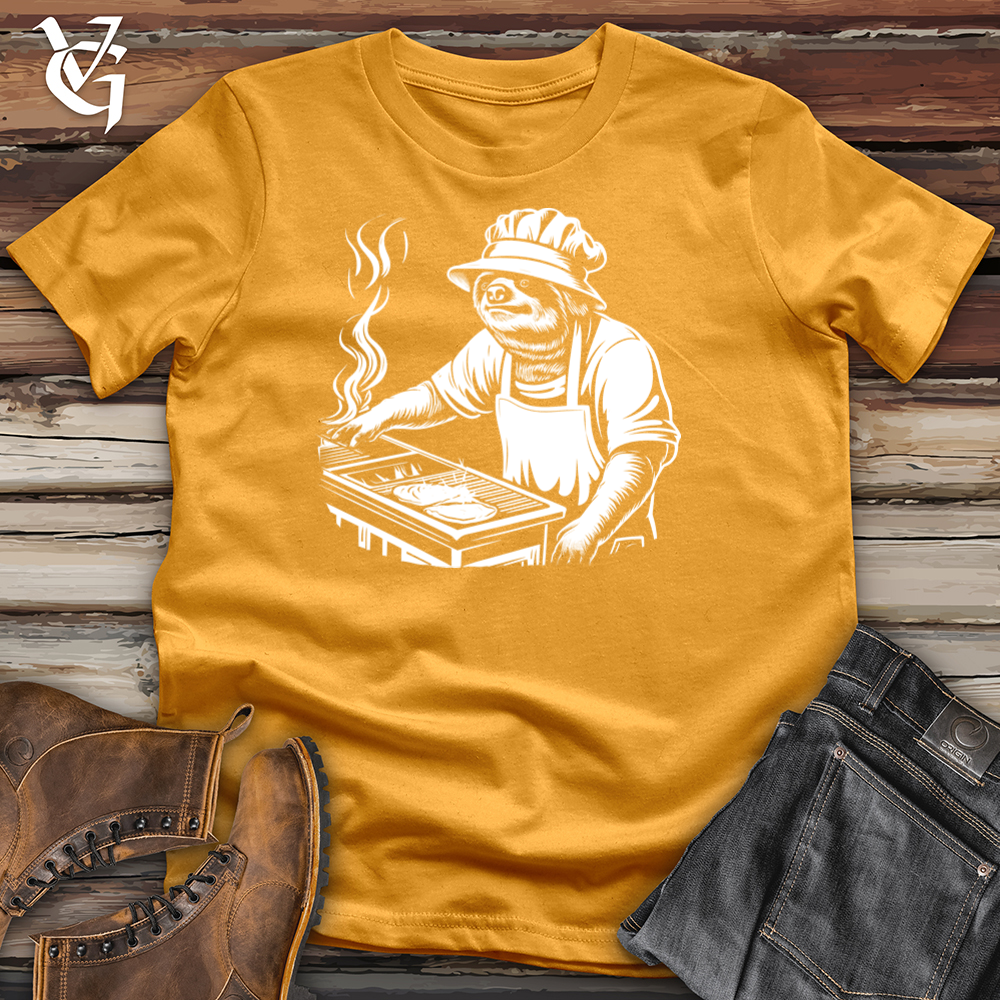 Viking Goods Grillmaster Sloth Sizzles Cotton Tee Mustard / L