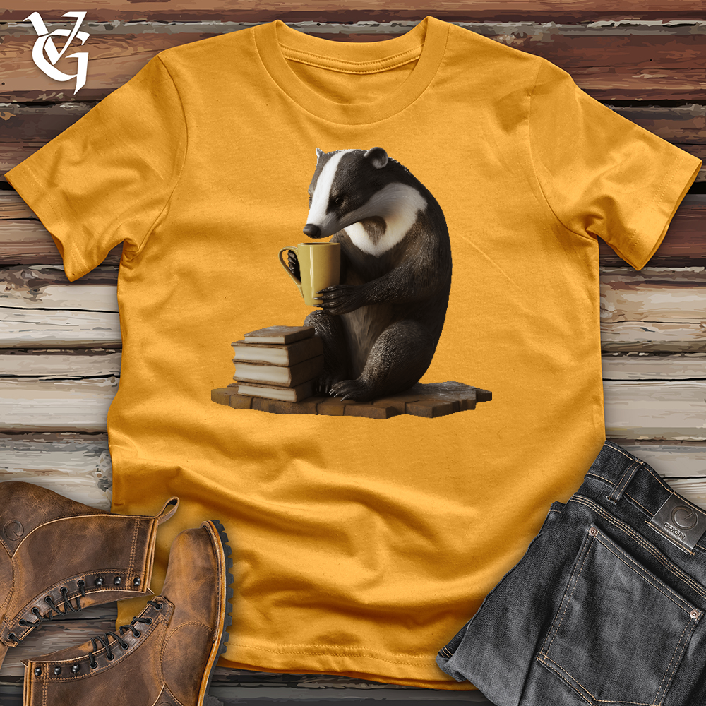 Viking Goods Honey Badger Book Club Cotton Tee Mustard / L