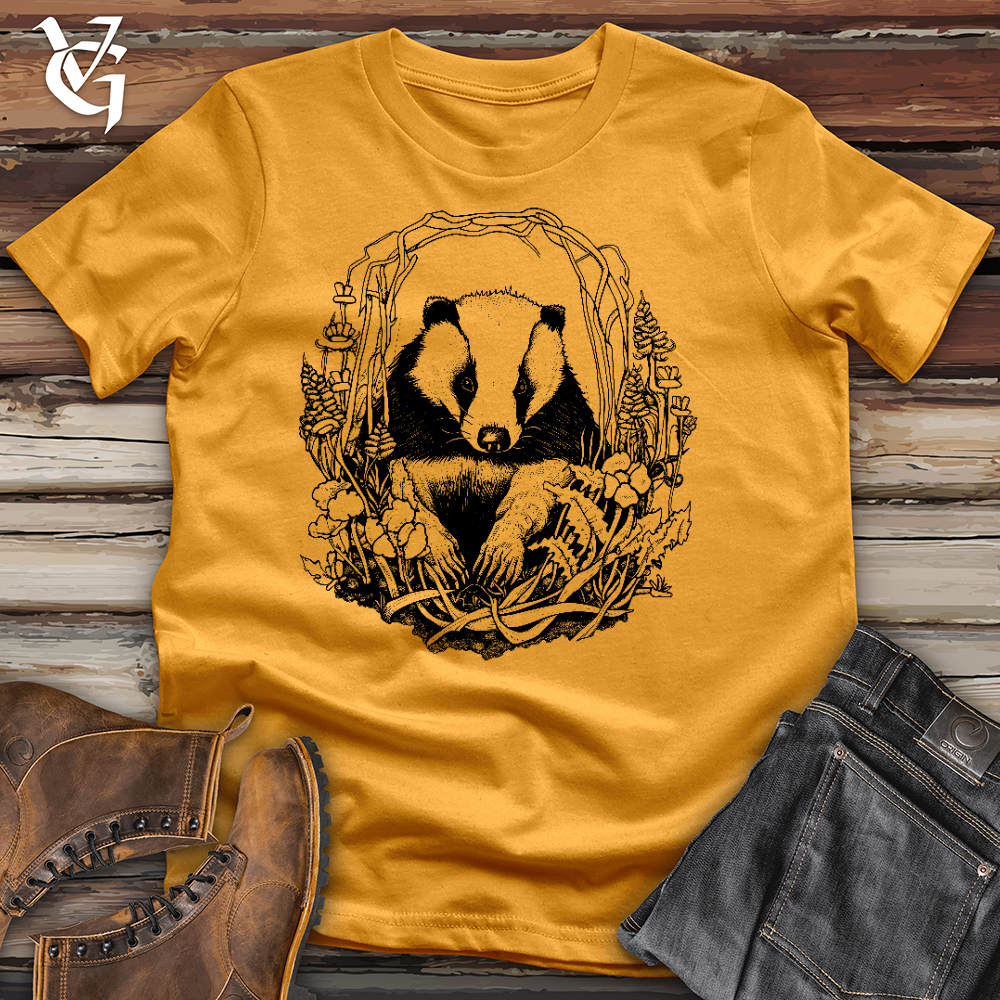 Viking Goods Honey Badger Wreath Cotton Tee Mustard / L