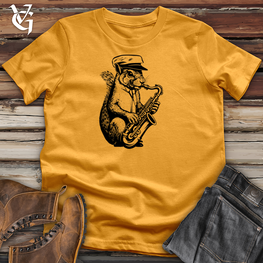 Viking Goods Jazzy Squirrel Serenade Cotton Tee Mustard / L