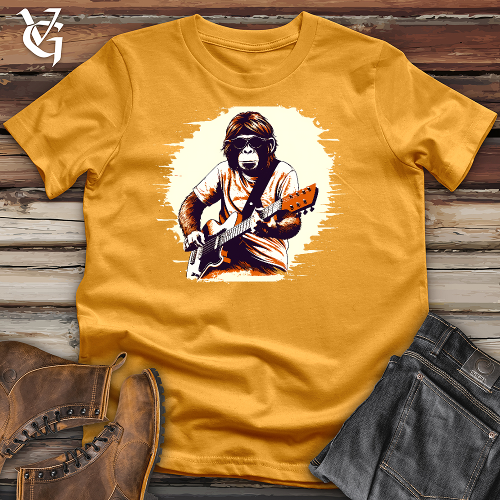 Viking Goods Monkey Playing Guitar Cotton Tee Mustard / L