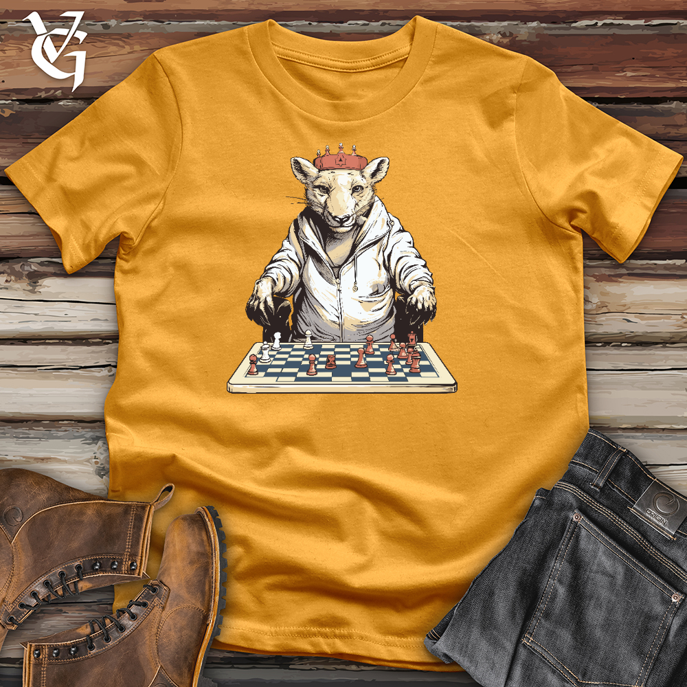 Viking Goods Mouse Playing Chess Cotton Tee Mustard / L