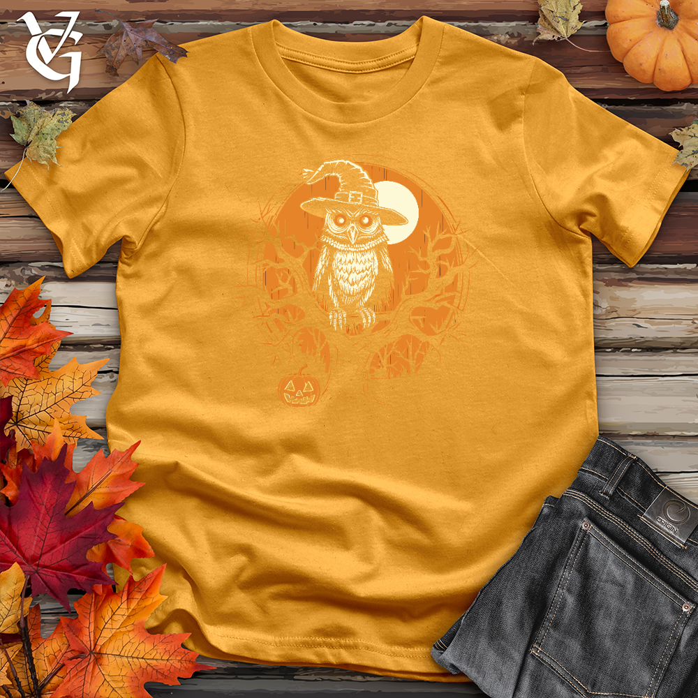 Viking Goods Mystical Owl Witch Hat Cotton Tee Mustard / L