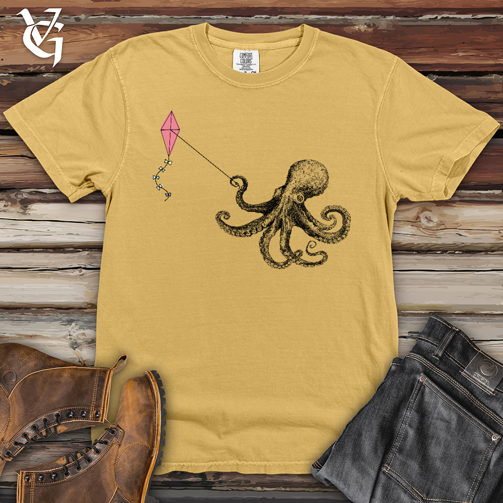 Viking Goods Octopus Flying Kyte Heavy Cotton Comfort Colors Tee Mustard / L