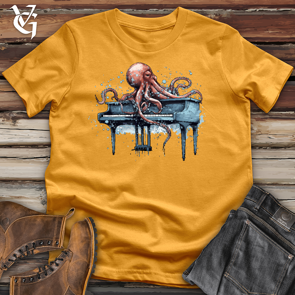 Viking Goods Octopus Pianist Cotton Tee Mustard / L