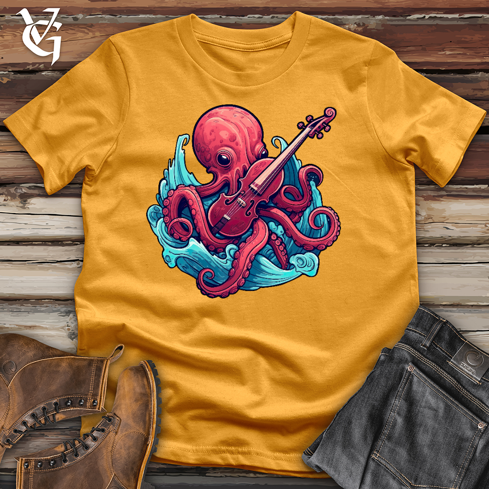 Viking Goods Octopus Playing a Violin Cotton Tee Mustard / L