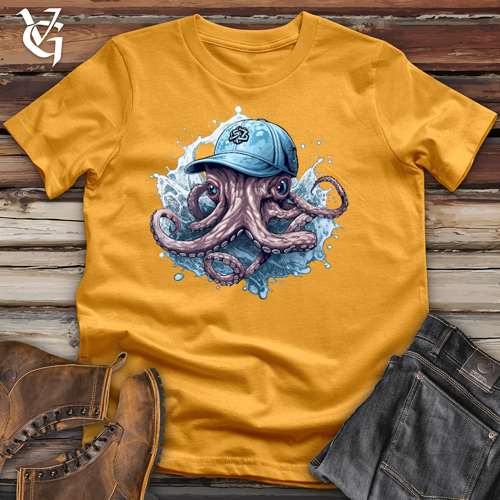 Viking Goods Octopus Wearing a Baseball Cap Cotton Tee Mustard / L