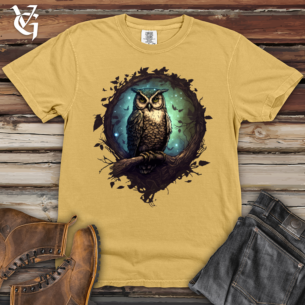 Viking Goods Owl Cosmic Dust Heavy Cotton Comfort Colors Tee Mustard / L