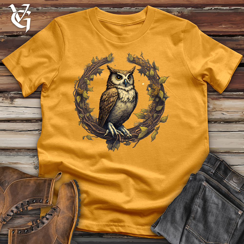 Viking Goods Owl Lunar Wreath Cotton Tee Mustard / L