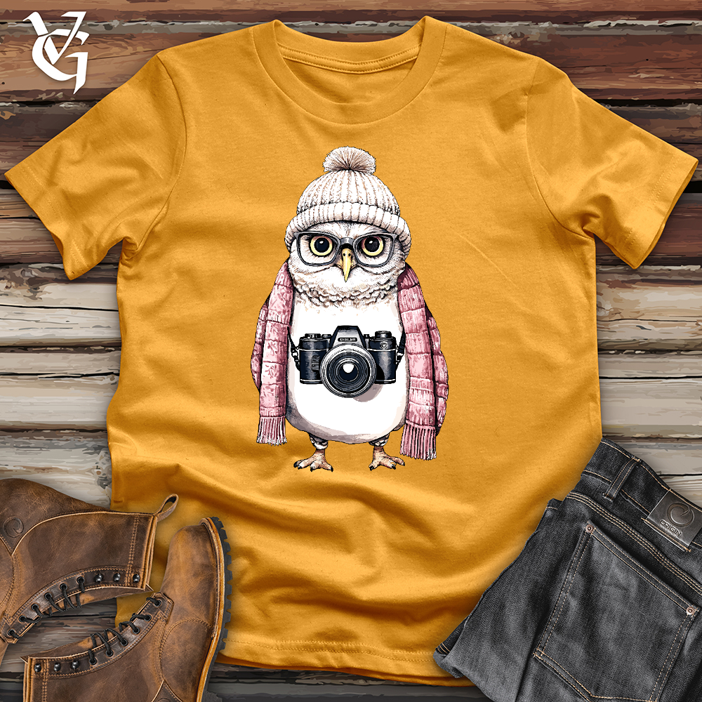 Viking Goods Owl Photographer Cotton Tee Mustard / L