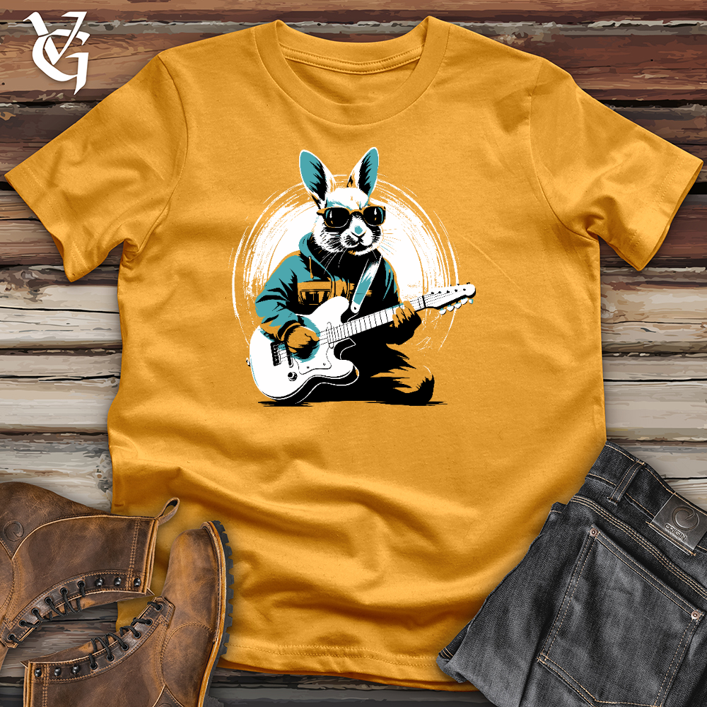 Viking Goods Rabbit Playing Guitar Cotton Tee Mustard / L