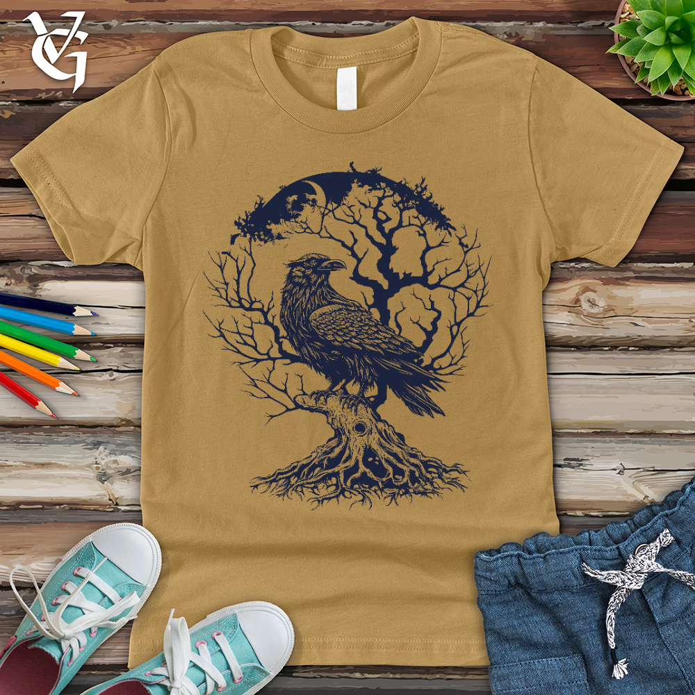 Viking Goods Raven and Old Tree Tattoo Youth Tee Mustard / L