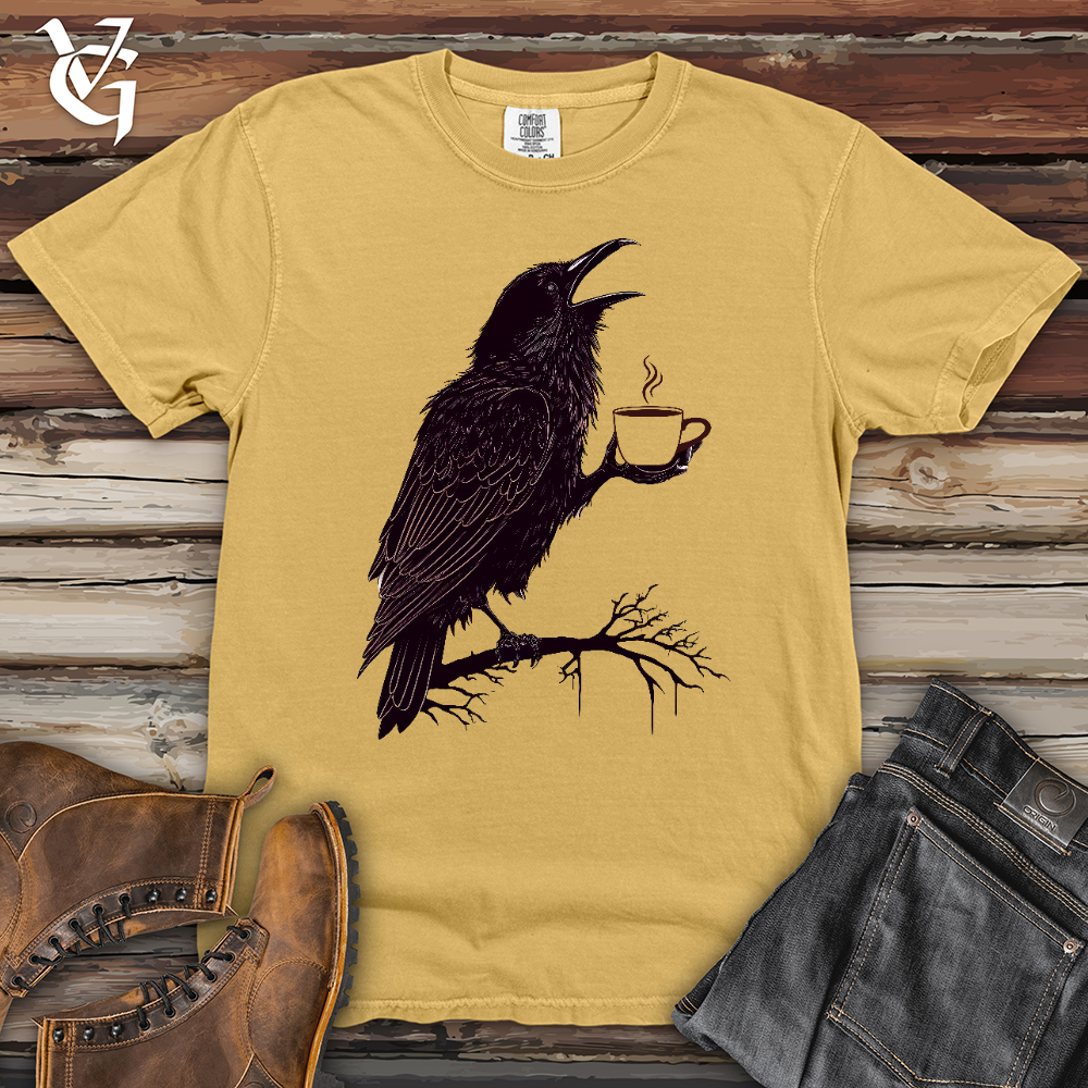 Viking Goods Raven Coffee Art Heavy Cotton Comfort Colors Tee Mustard / L