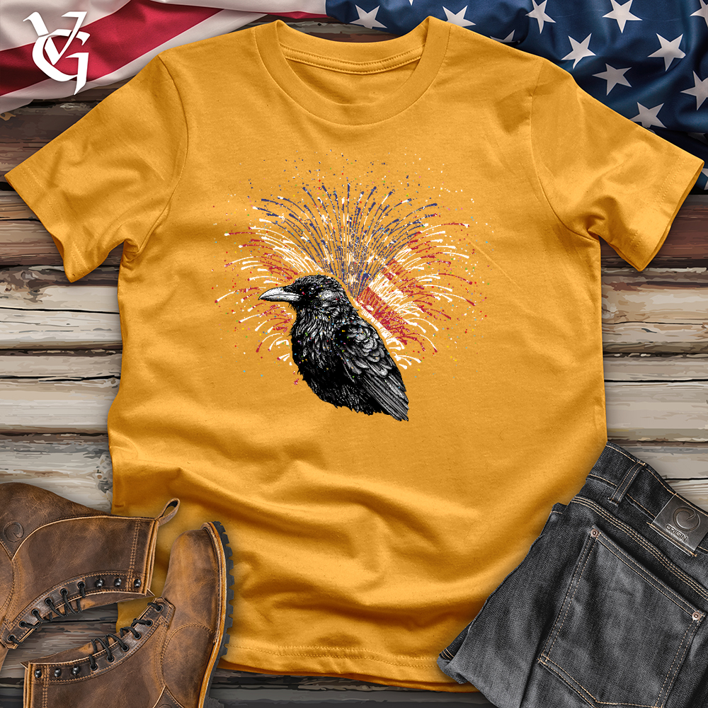 Viking Goods Raven Watching Fireworks Cotton Tee Mustard / L