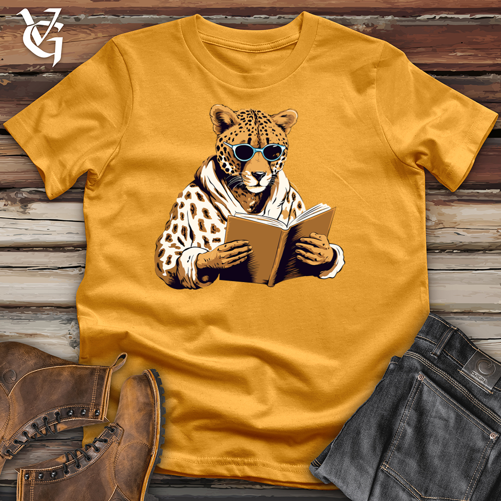 Viking Goods Retro Reader Cheetah Cotton Tee Mustard / L