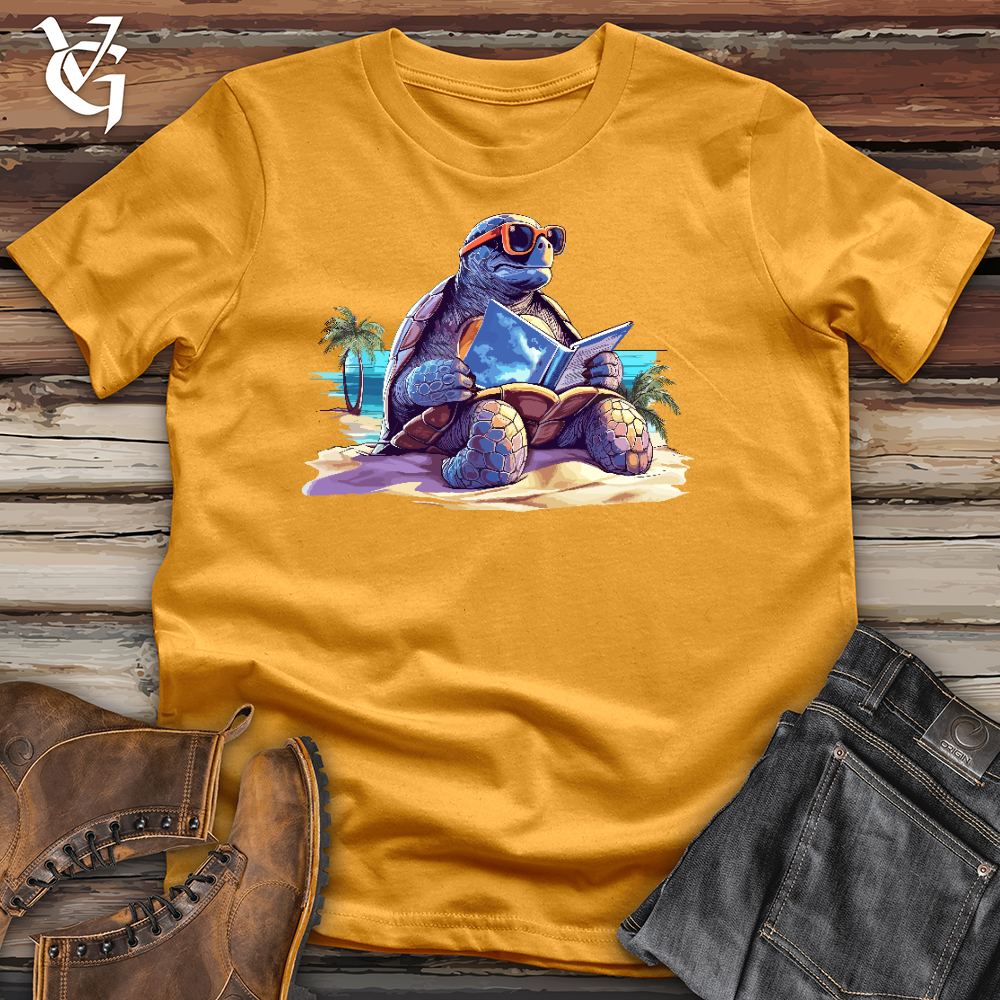 Viking Goods Sea Turtle Reading a Book Cotton Tee Mustard / L