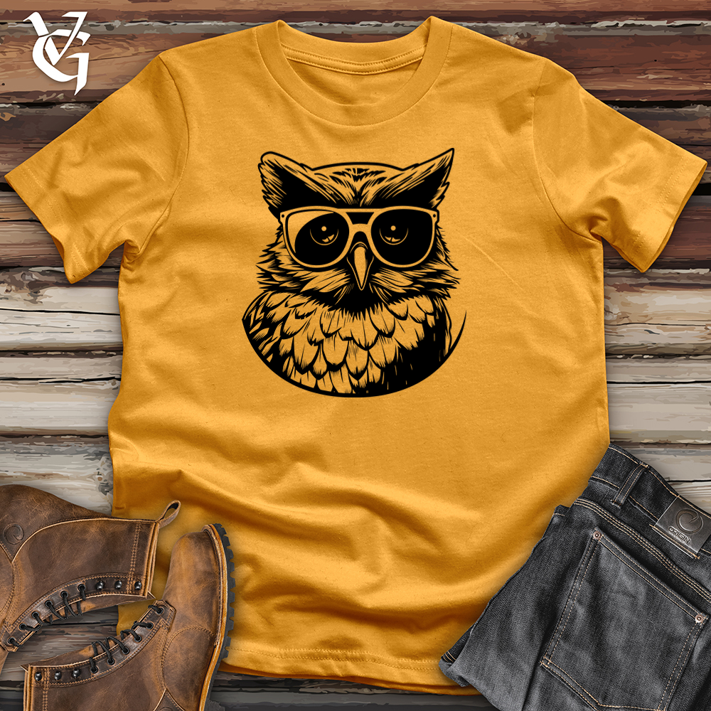 Viking Goods Skateboard Owl Cool Cotton Tee Mustard / L