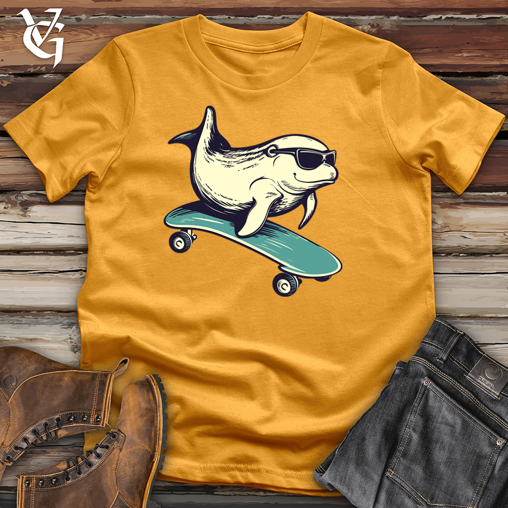Viking Goods Skateboard Surfer Whale Cotton Tee Mustard / L