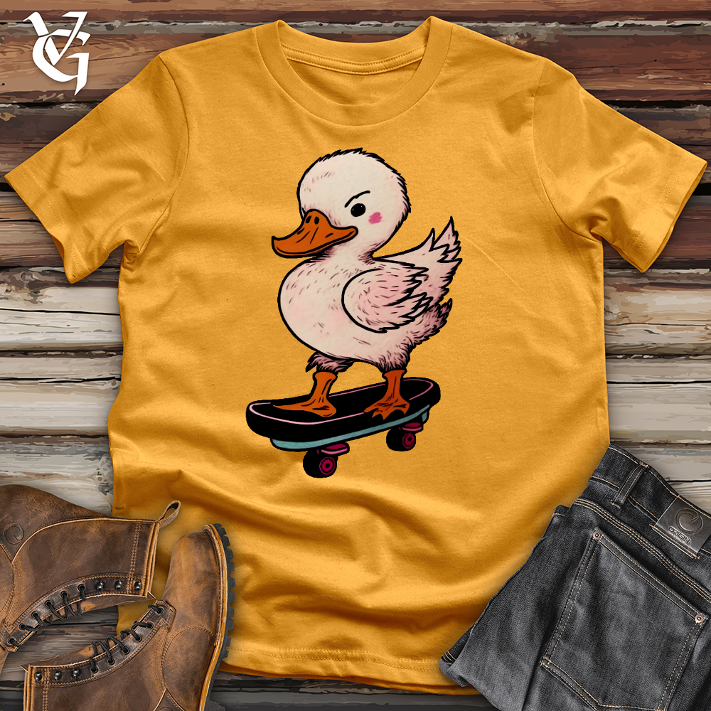 Viking Goods Skateboarding Duck Cotton Tee Mustard / L