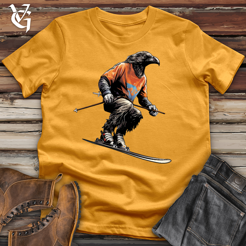 Viking Goods Skiing Raven Cotton Tee Mustard / L