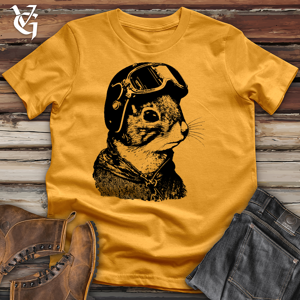 Viking Goods Squirrel Fighter Pilot Cotton Tee Mustard / L
