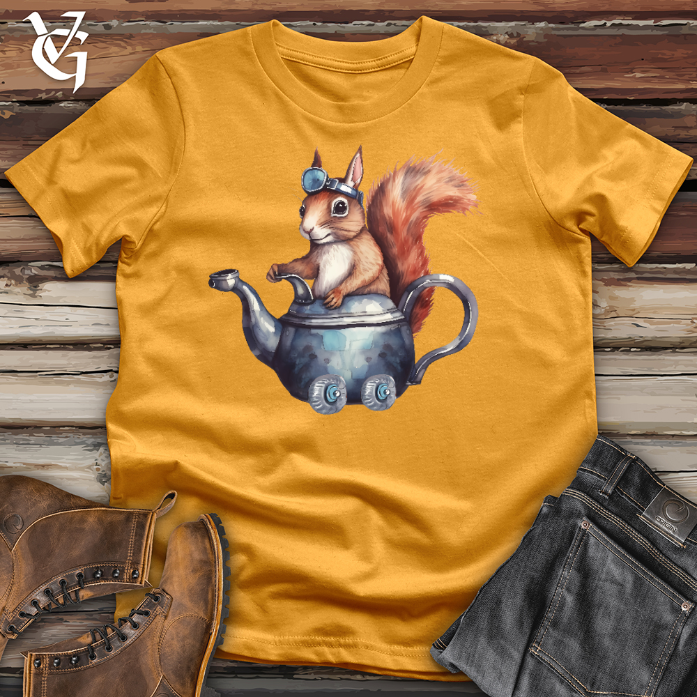 Viking Goods Squirrel Tea Pot Ride Cotton Tee Mustard / L
