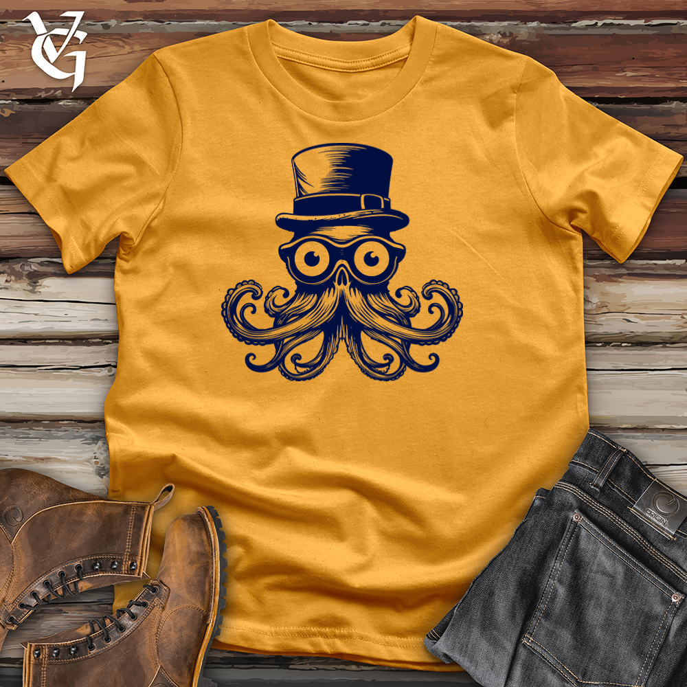 Viking Goods Steampunk Cephalopod Elegance Cotton Tee Mustard / L
