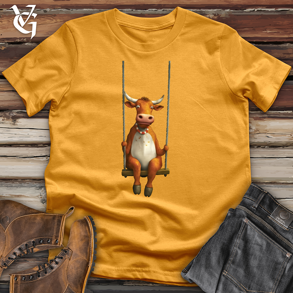 Viking Goods Swinging Cow Cotton Tee Mustard / L