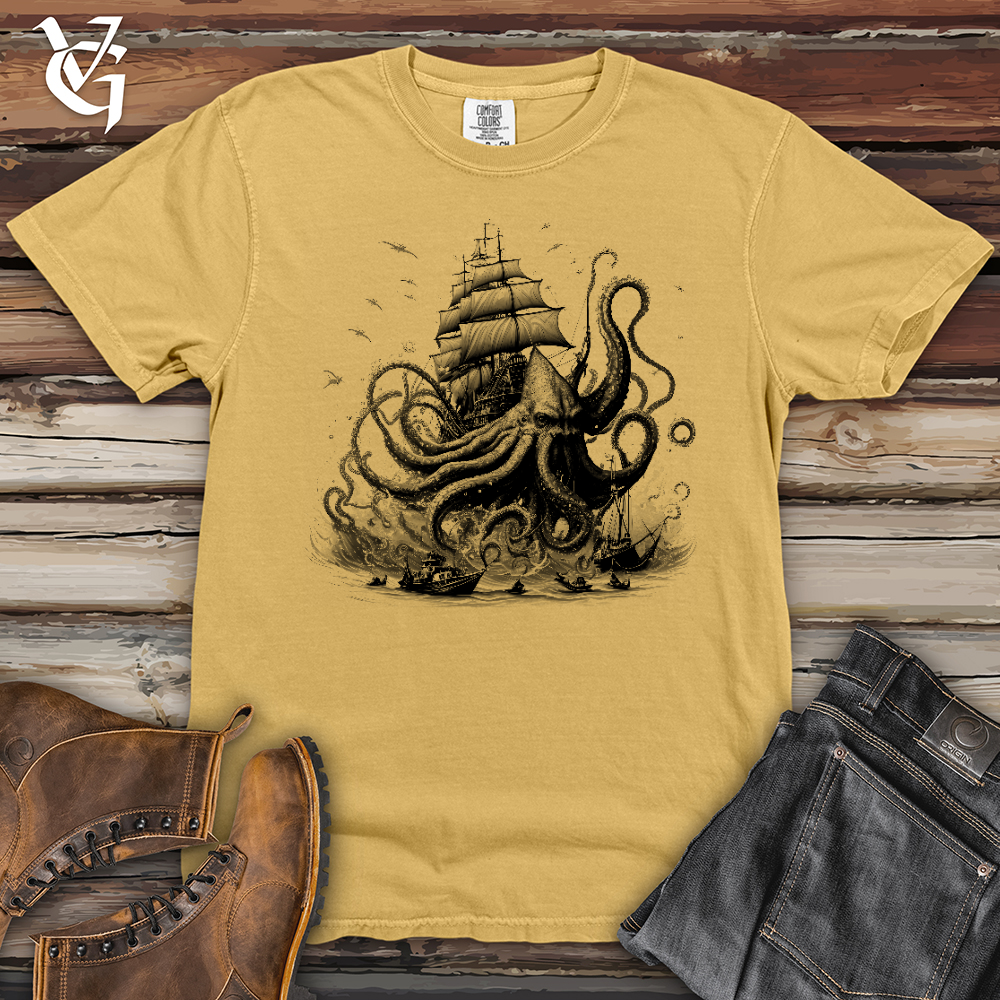 Viking Goods Terror At Sea Heavy Cotton Comfort Colors Tee Mustard / L